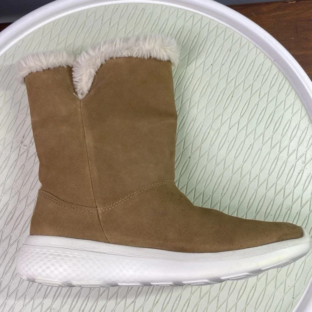 Skechers‎ Gogomat Womens Technology Brown Suede Leather Winter Boots Sz.6.5 EUC